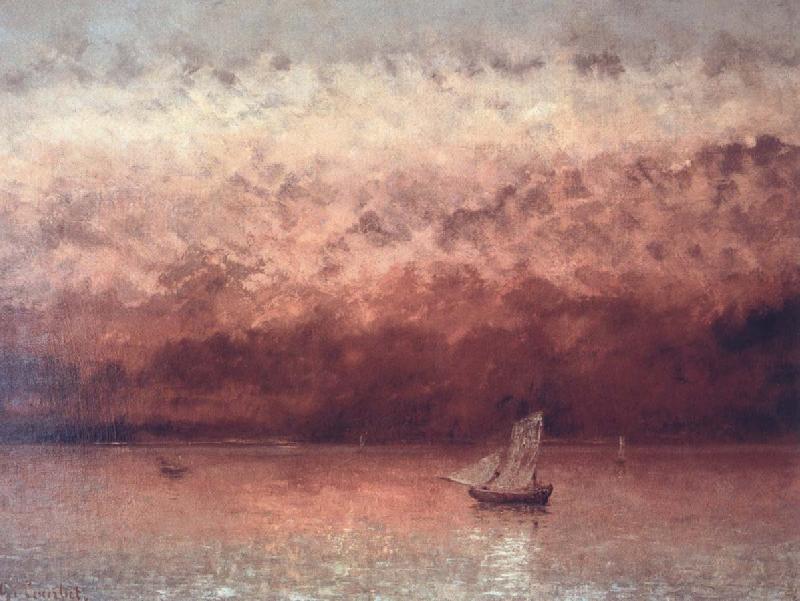 Gustave Courbet Sunset on Lake Geneva